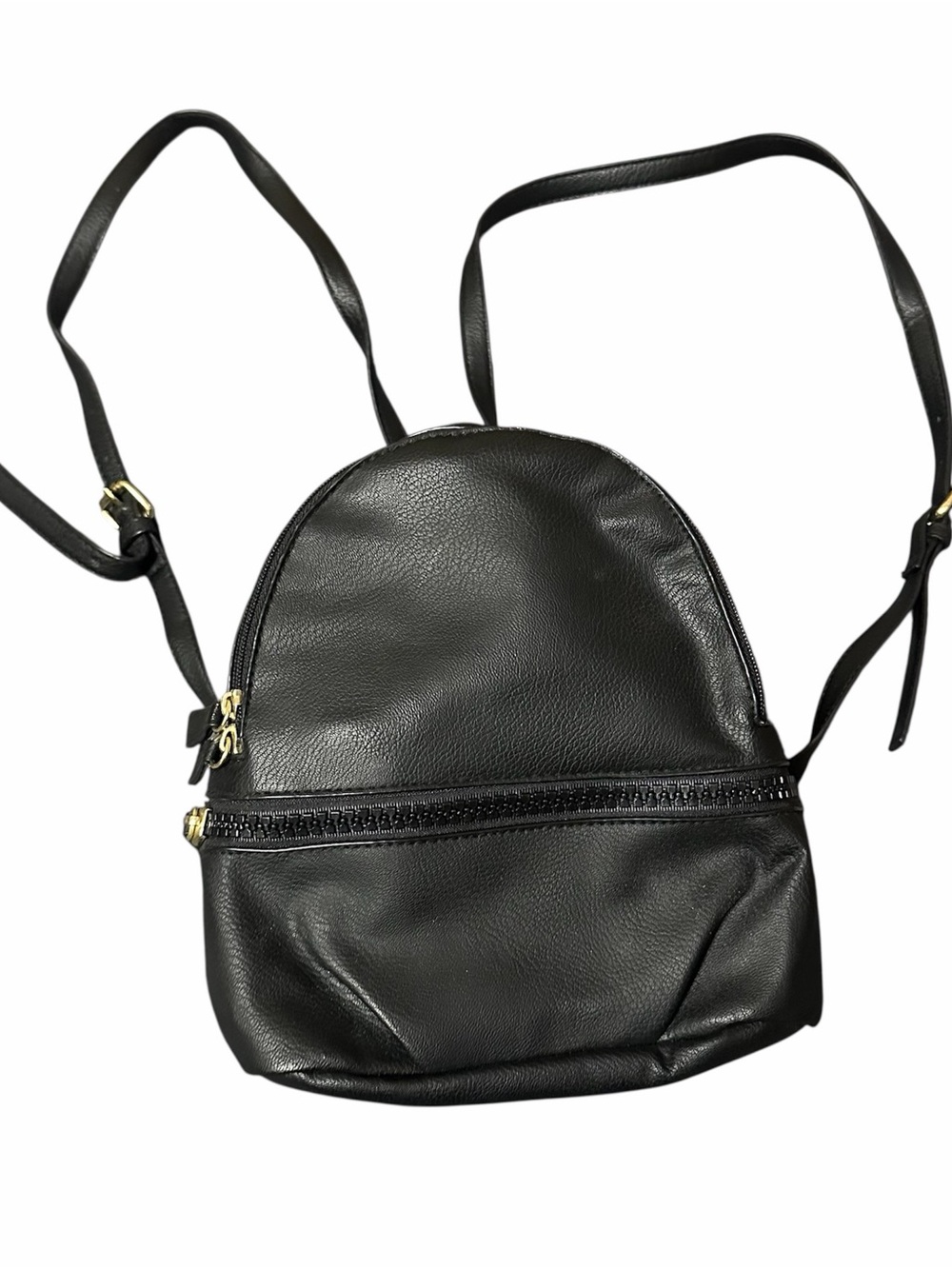 Minimalist Black Faux-Leather Mini Backpack